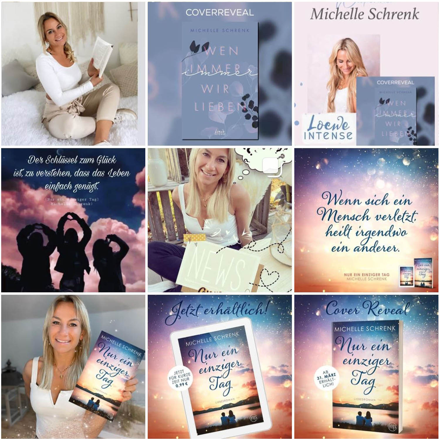 Auf ihrem Instagram-Profil teilt New Adult Bestsellerautorin Michelle Schrenk noch mehr Informationen zu ihren Liebesgeschichten und Young Adult Romanen.