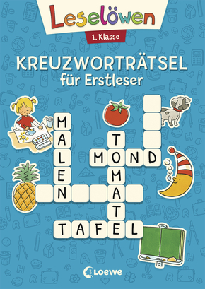 Leselöwen Kreuzworträtsel für Erstleser - 1. Klasse (Blau)