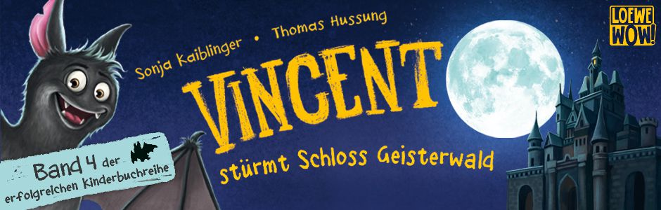 Teaser für den 4. Band der erfolgreichen Kinderbuchreihe "Vincent flattert ins Abenteuer"