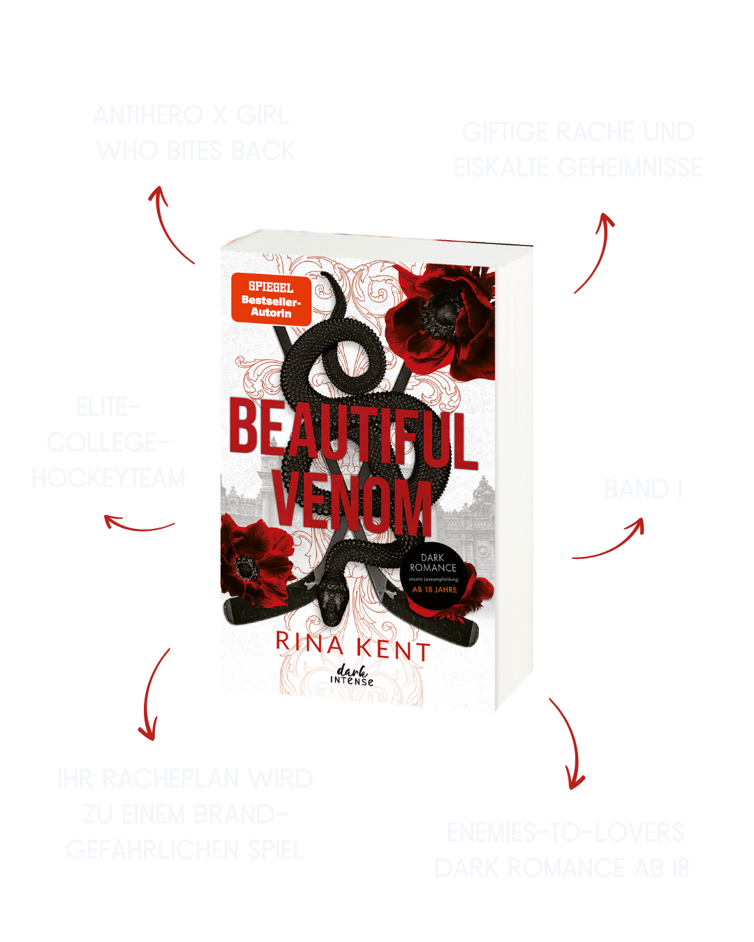 Dark Romance; Cover-Reveal Beautiful Venom Cover von Beautiful Venom mit Tropes und Altersangabe