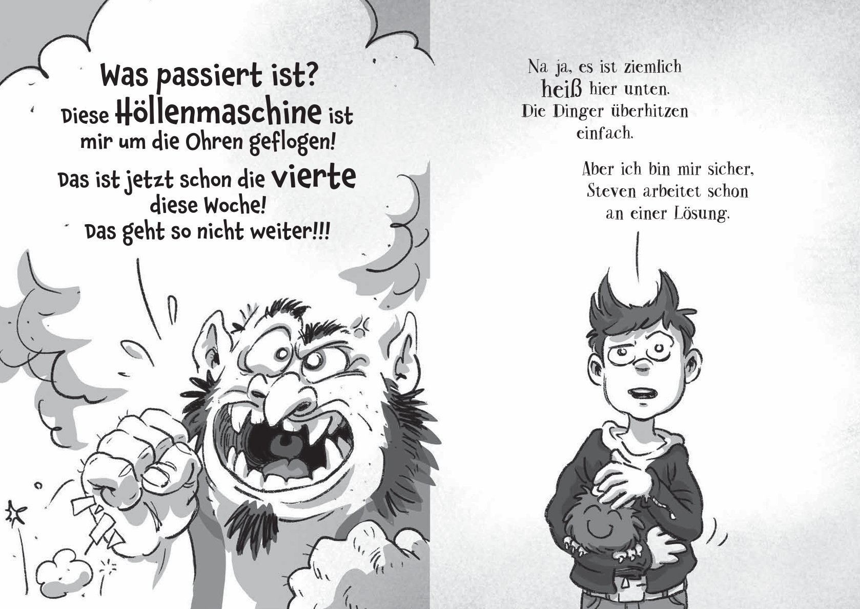 Schwarz-weiße Innenseite der Buchreihe Cornibus und Co