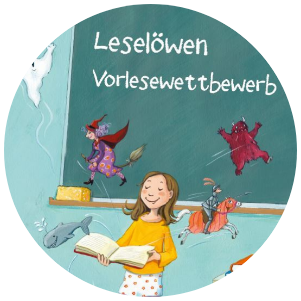 Illustration Leseloewen Vorlesewettbewerb; Linkziel: Abschnitt Leseloewen Vorlesewettbewerb auf der Veranstaltungsseite
