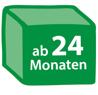 grüner Würfel mit der Aufschrift "ab 24 Monaten"; Linkziel: zum Inhalt "Bücher ab 24 Monaten" springen
