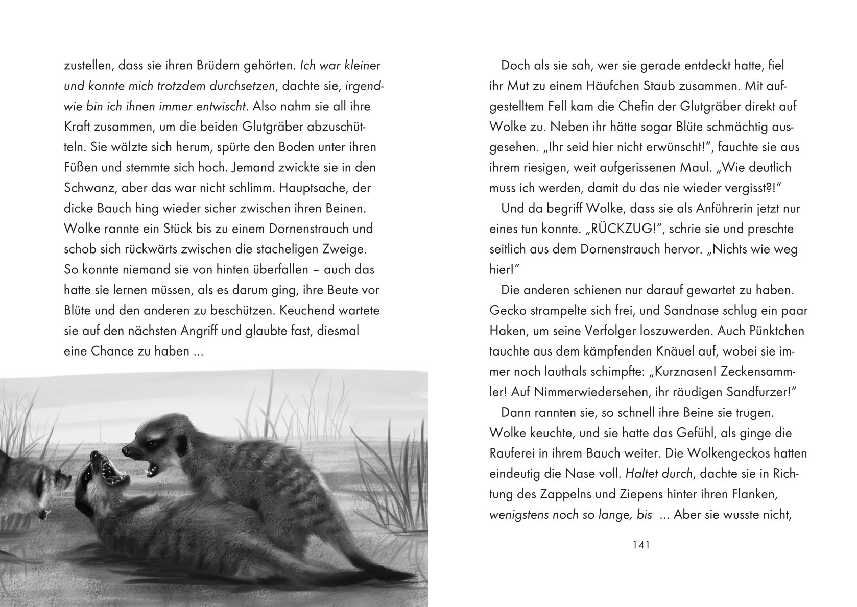 Innenseite des Buchs Erdmännchen, Wächter der Savanne von Kira Gembri