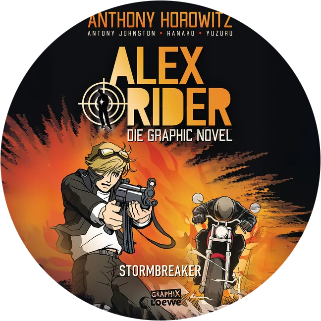 Kreisfoermiger Ausschnitt des Covers von Alex Rider - Stormbreaker; Linkziel: Titeldetailseite Alex Rider - Stormbreaker