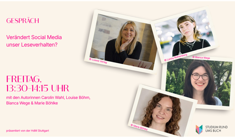 FBM 2026: Verändert Social Media unser Leseverhalten? Gespräch mit Carolin Wahl, Louise Böhm, Bianka Wege & Marie Böhlke Image