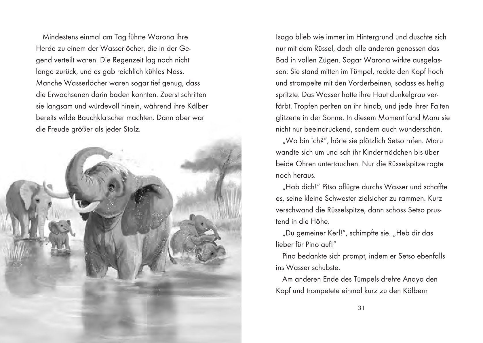 Savanne; Innenseite Maru - Die Reise der Elefanten Innenseite des Buchs Maru - Die Reise der Elefanten von Kira Gembri