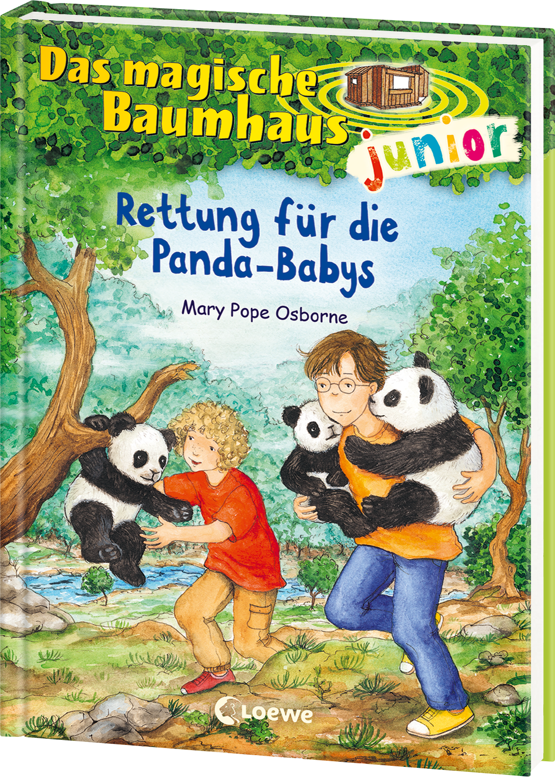 Buchcover von Rettung für die Panda-Babys der Reihe Das magische Baumhaus junior; Linkziel: Titeldetailseite des Buches