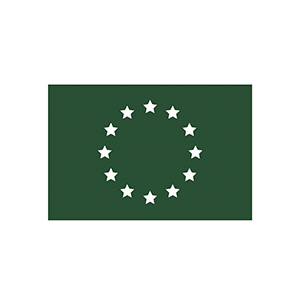 Europäische Flagge in grün mit weißen Sternen