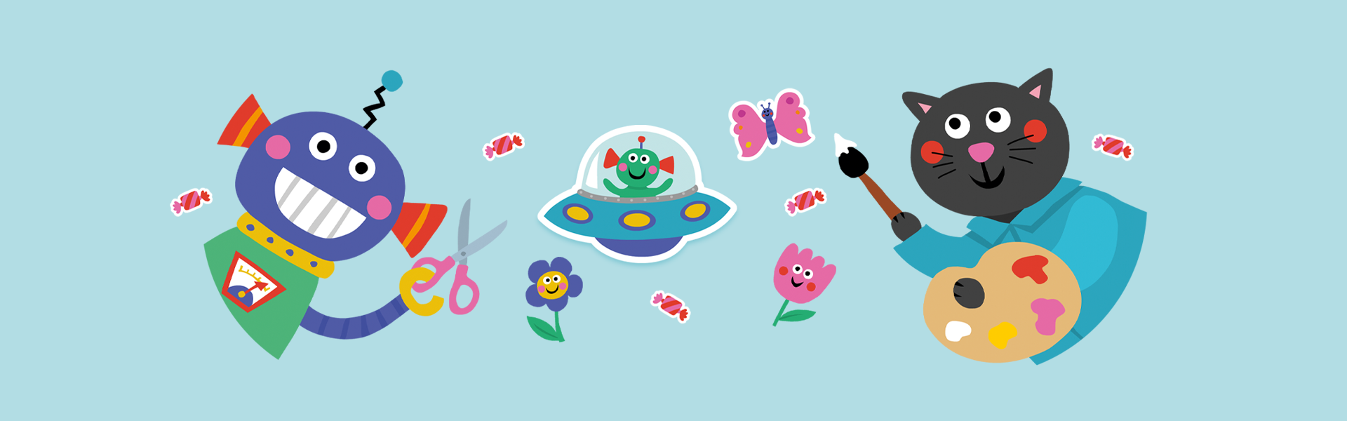 Kinderbuecher ab 3 Jahren; Banner Banner Kinderbuecher ab 3 Jahren mit verschiedenen bunten Charakteren