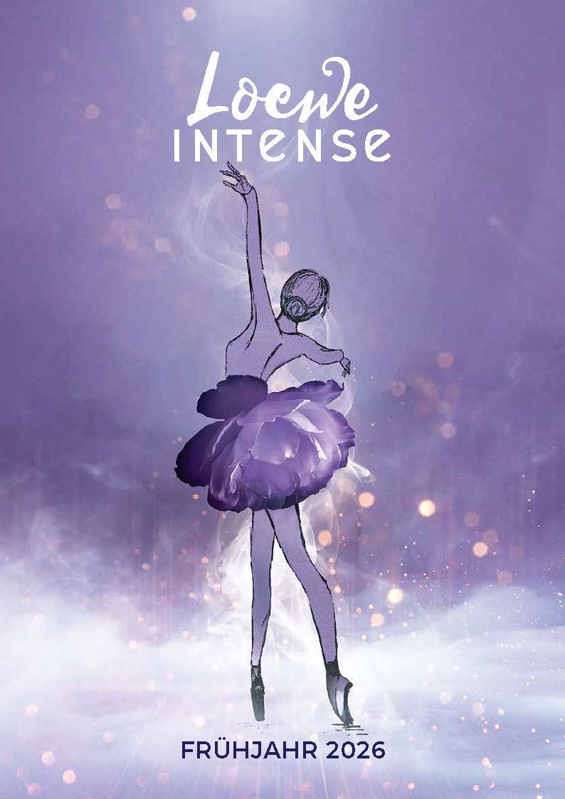 Eine Balletttaenzerin auf lila Hintergrund, Loewe Intense, Fruehjahr 2026; Linkziel: Vorschaue Loewe Intense Fruehjahr 2026