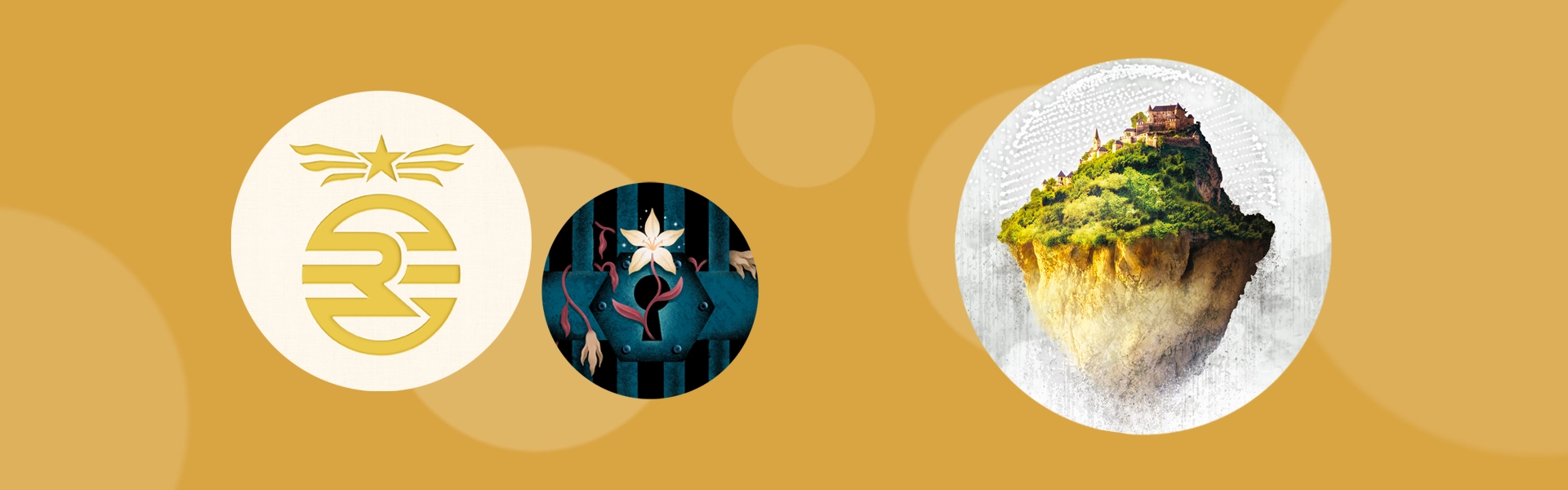 Jugendbuecher Buecher wie Tribute von Panem; Banner Banner Jugendbuecher Buecher wie Tribute von Panem mit verschiedenen bunten Charakteren in Kreisform