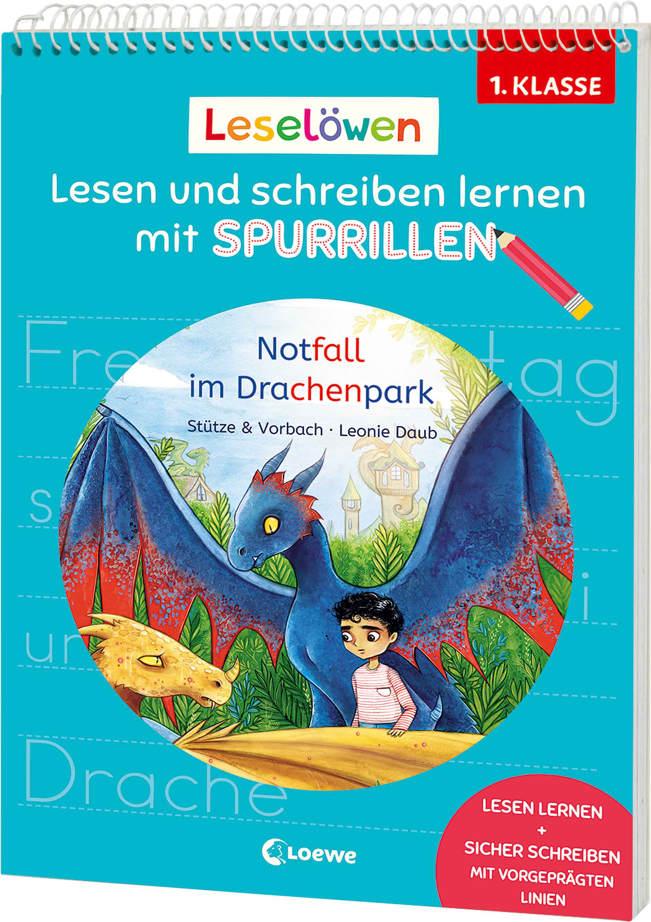 Leselöwen - Lesen und schreiben lernen mit Spurrillen - Notfall im Drachenpark 9783743223585