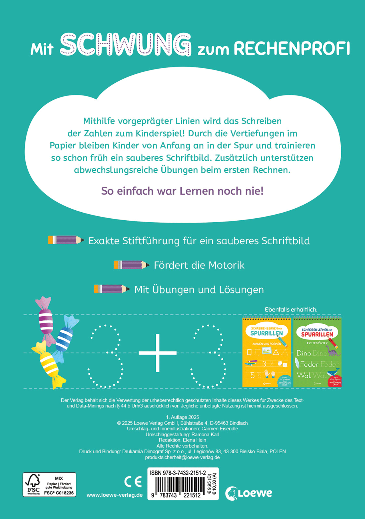 Schreiben lernen mit Spurrillen - Erstes Rechnen 9783743221512_01