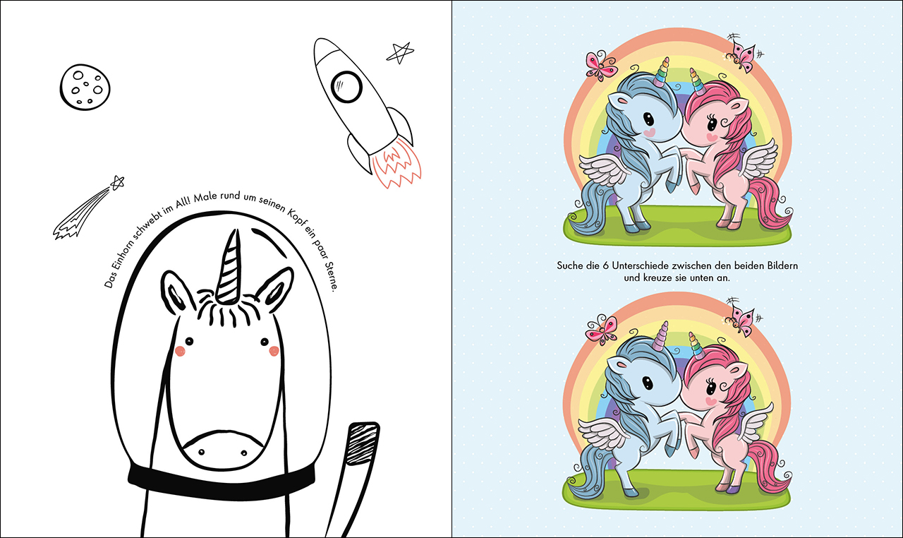 Gute-Laune-Rätsel für unterwegs - Einhörner 9783743214460_2 Gute-Laune-Rätsel für unterwegs - Einhörner 9783743214460_2