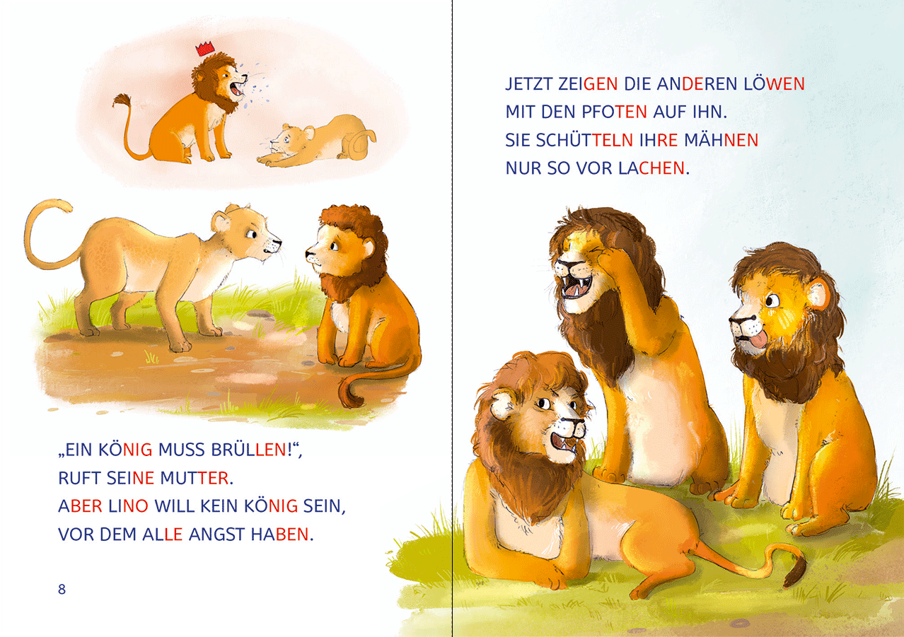 Leselöwen 1. Klasse - Ein Löwe findet Freunde (Großbuchstabenausgabe) 9783743220775_12