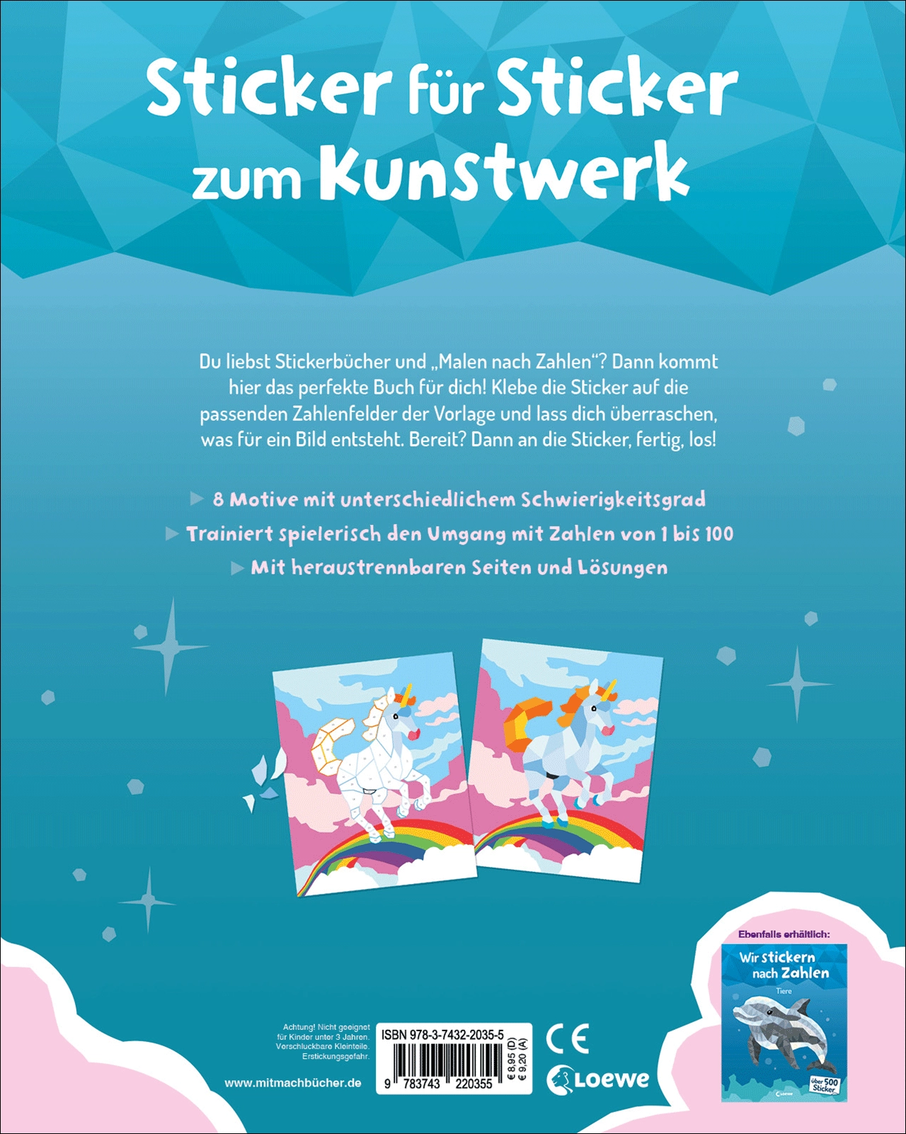 Wir stickern nach Zahlen - Einhörner 9783743220355_01