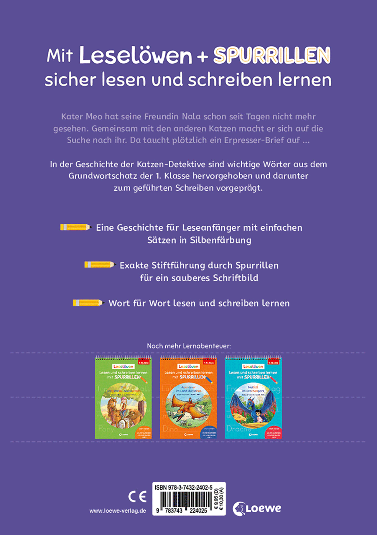 Leselöwen - Lesen und schreiben lernen mit Spurrillen - Die Katzen-Detektive 9783743224025_01