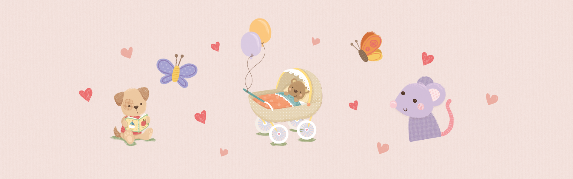 Kinderbuecher Babyalben; Banner Banner Kinderbuecher Babyalben mit verschiedenen bunten Charakteren in Kreisform