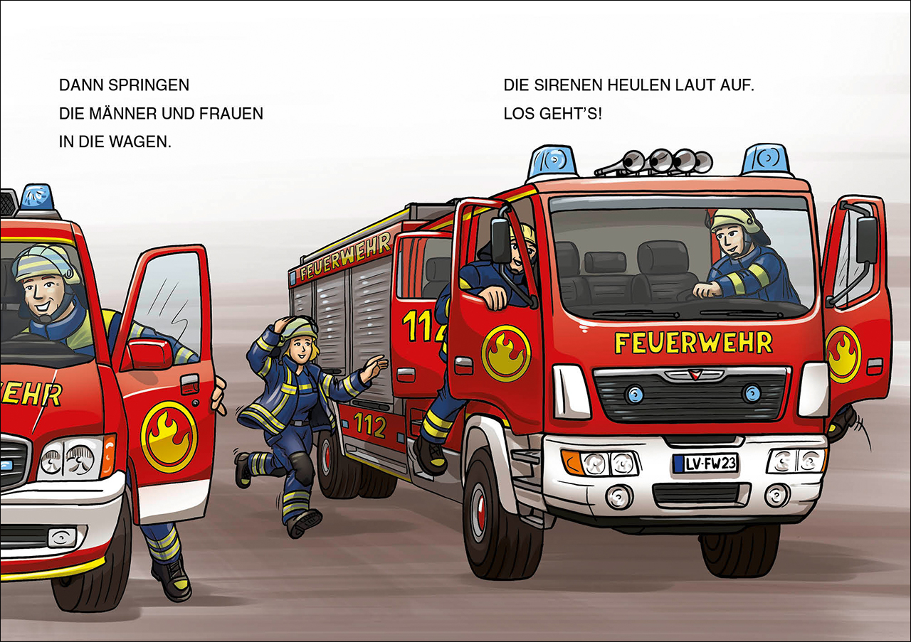 Leselöwen 1. Klasse - Achtung, Feuerwehr im Einsatz! (Großbuchstabenausgabe) 9783743207585_4