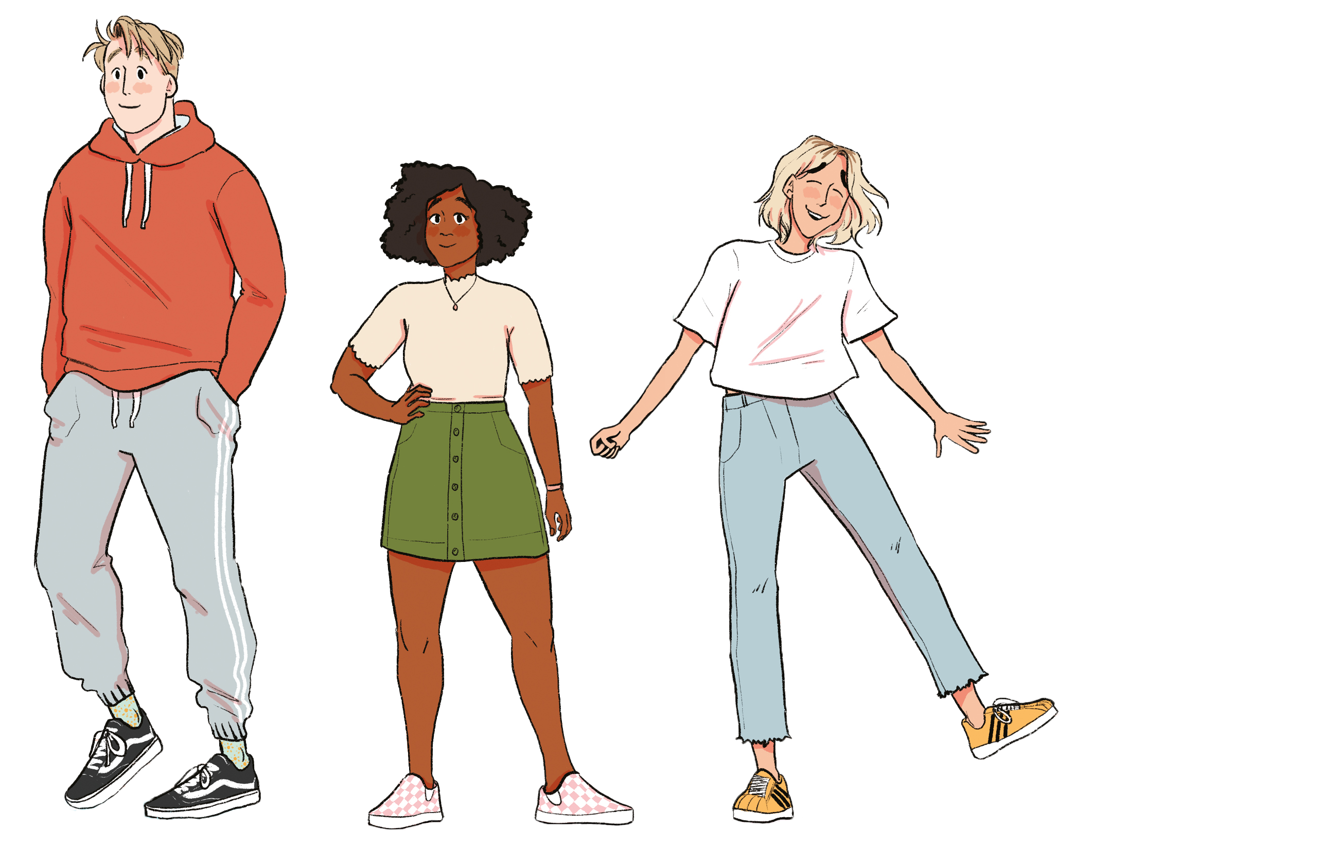 Heartstopper; Charaktere; Nick, Tara, Darcy die Charaktere aus der Heartstopper-Reihe