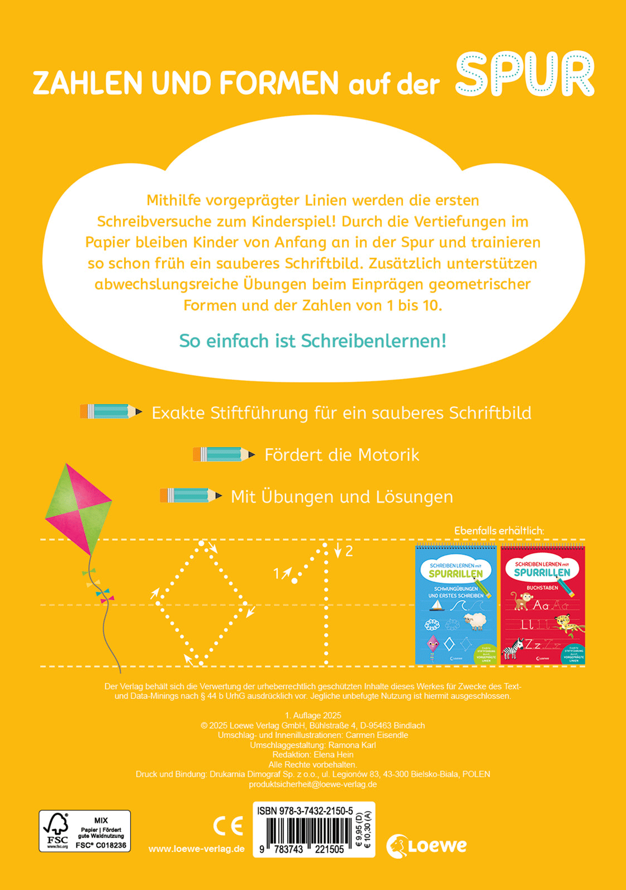 Schreiben lernen mit Spurrillen - Zahlen und Formen 9783743221505_01