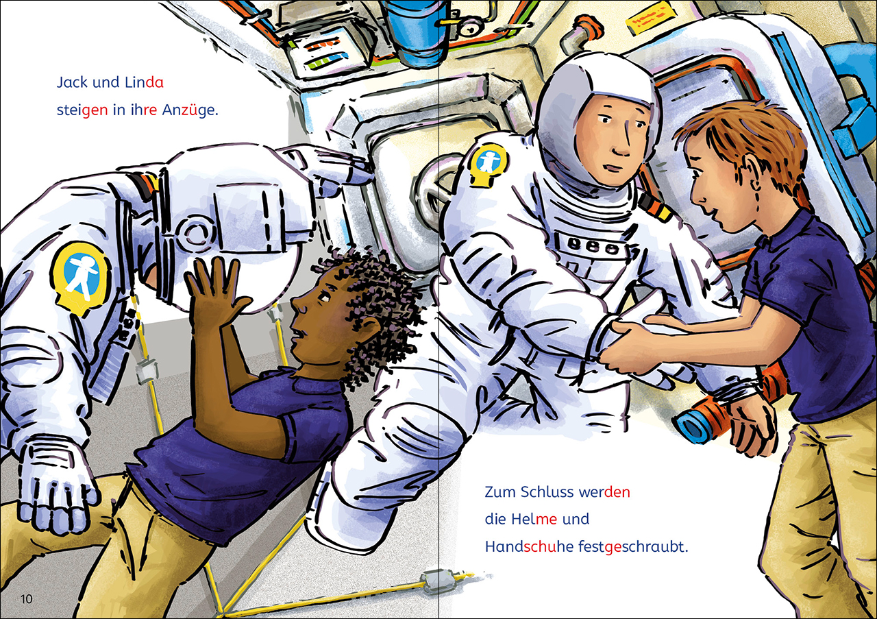 Leselöwen Lesetraining 1. Klasse - Alarm auf der Weltraumstation 9783743215306_4