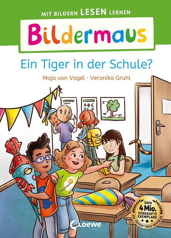 Bildermaus; Ein Tiger in der Schule Cover von Bildermaus Ein Tiger in der Schule, Linkziel: Titeldetailseite des Buches