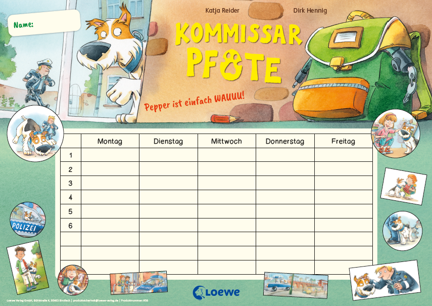 Stundenplan Kommissar Pfote; Linkziel: Download Stundenplan