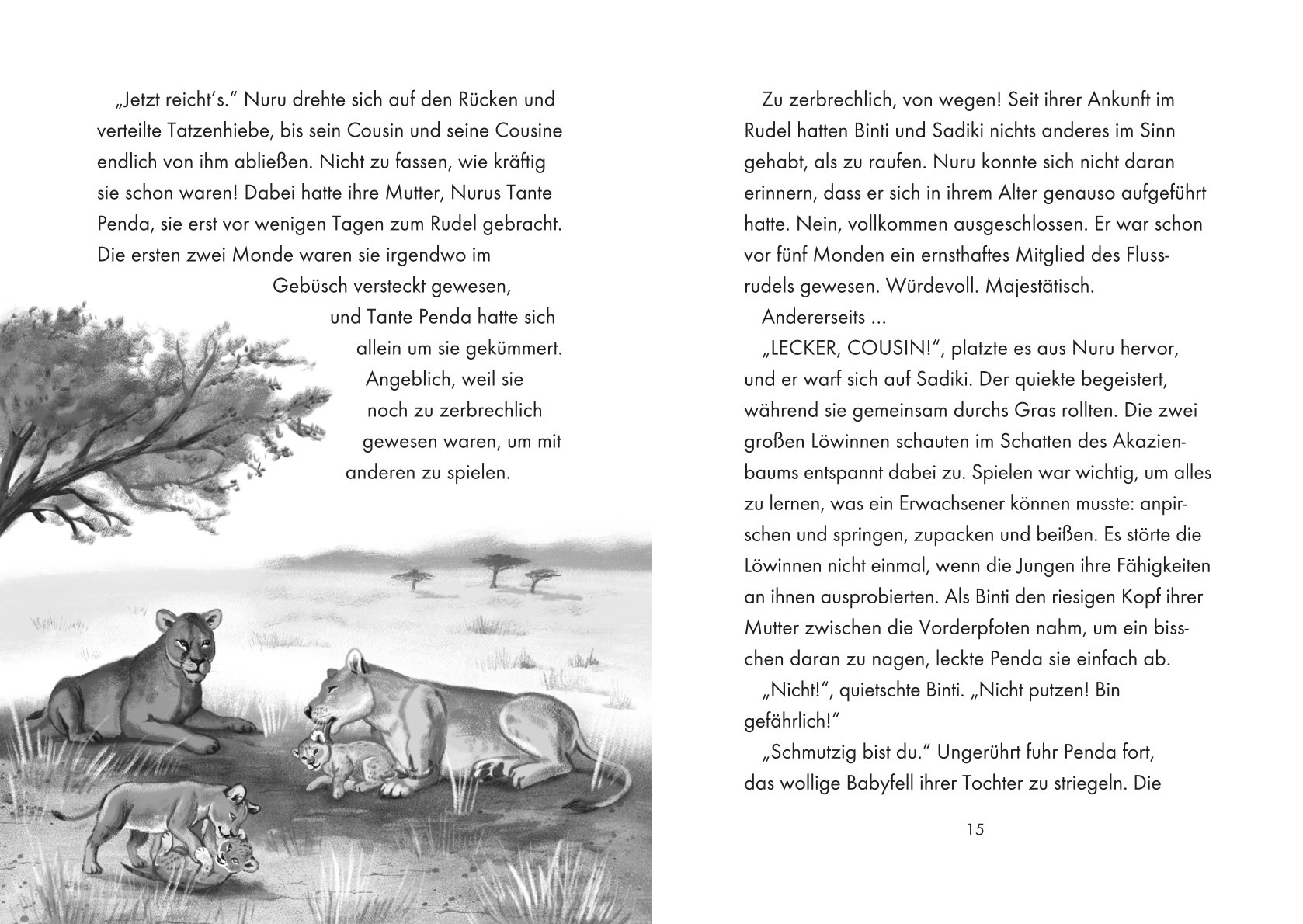 Innenseite des Buchs Nuru und Lela - Das Wunder der Wildnis von Kira Gembri
