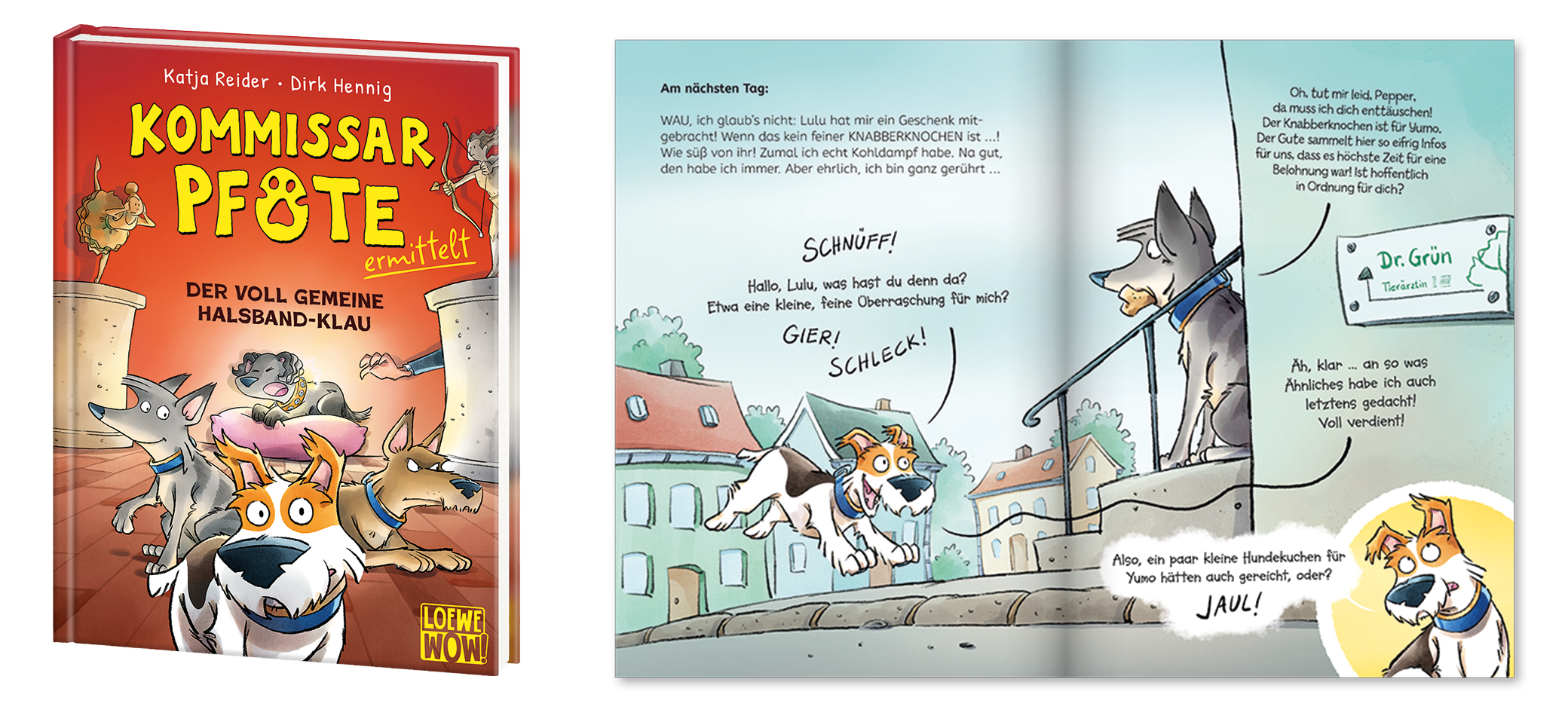 Cover und Innenseite von Kommissar Pfote ermittelt Band 2; linkziel: Titeldetailseite Kommissar Pfote ermittelt Band 2