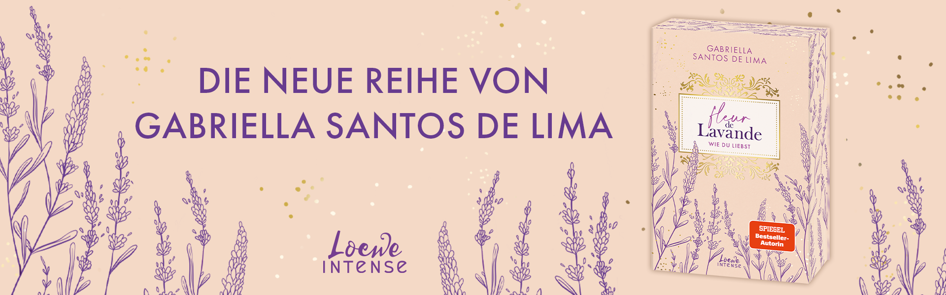 Banner Fleur de Lavande mit "Die Neue Reihe von Gabriella Santos de Lima" und 3D-Cover des Titels; Linkziel: Titeldetailseite Fleur de Lavande 1