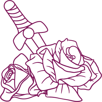New Adult; Suspense Icon Suspence eine Rose mit einem Dolch