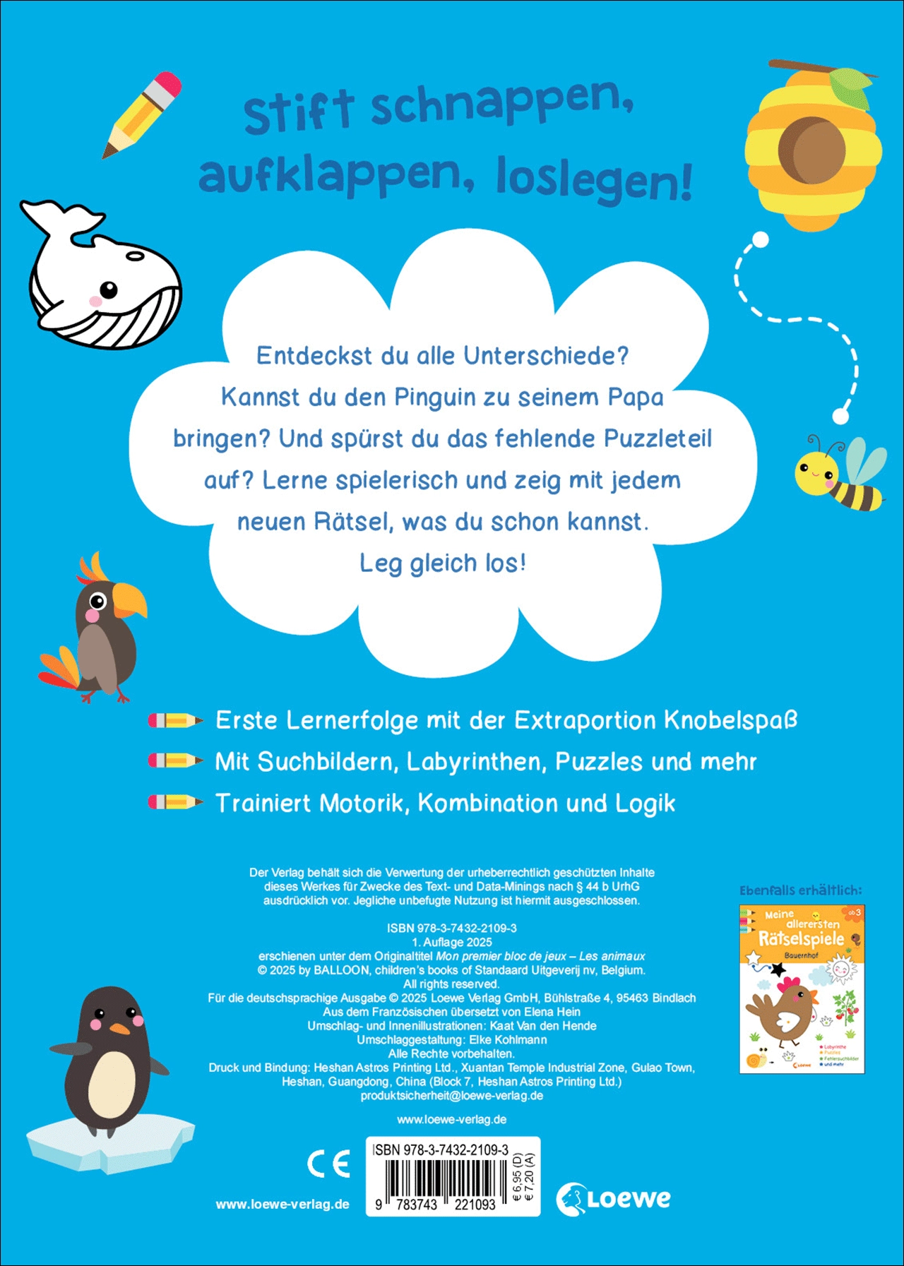 Meine allerersten Rätselspiele - Tiere 9783743221093_01