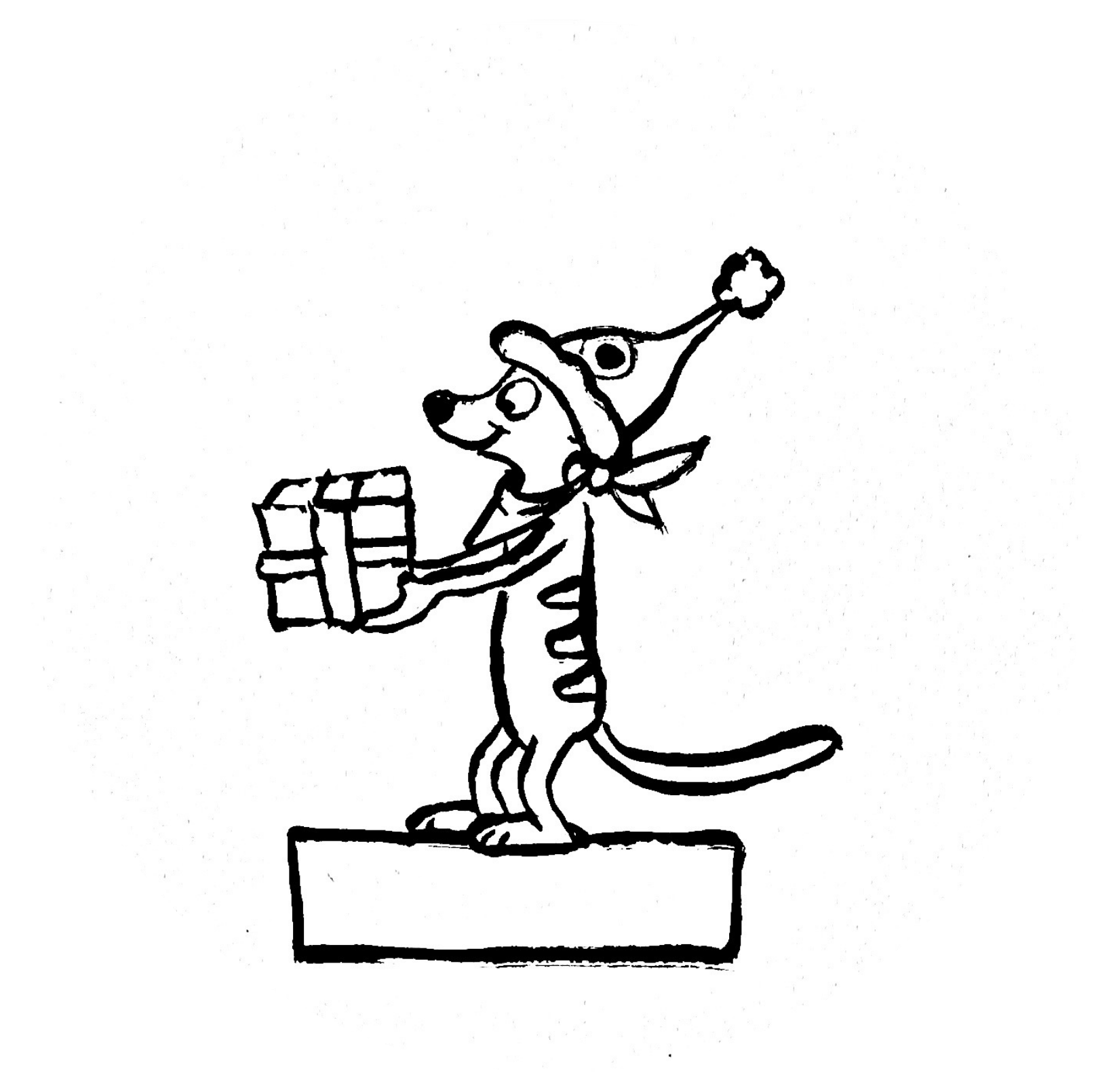 Geschenkanhaenger von Tafiti mit einer Weihnachtsmütze und einem Geschenk; Linkziel: Download Geschenkanhaenger