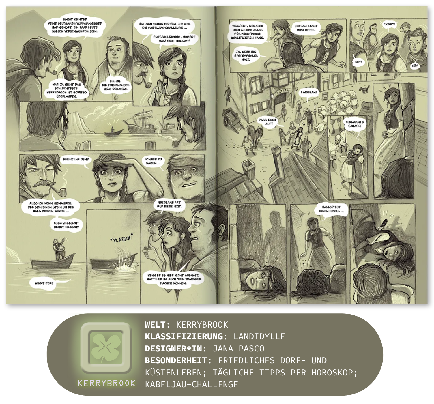 Innenseite Graphic Novel von Kerrybrook + Weltendetails; Linkziel: Titeldetailseite Graphic Novel