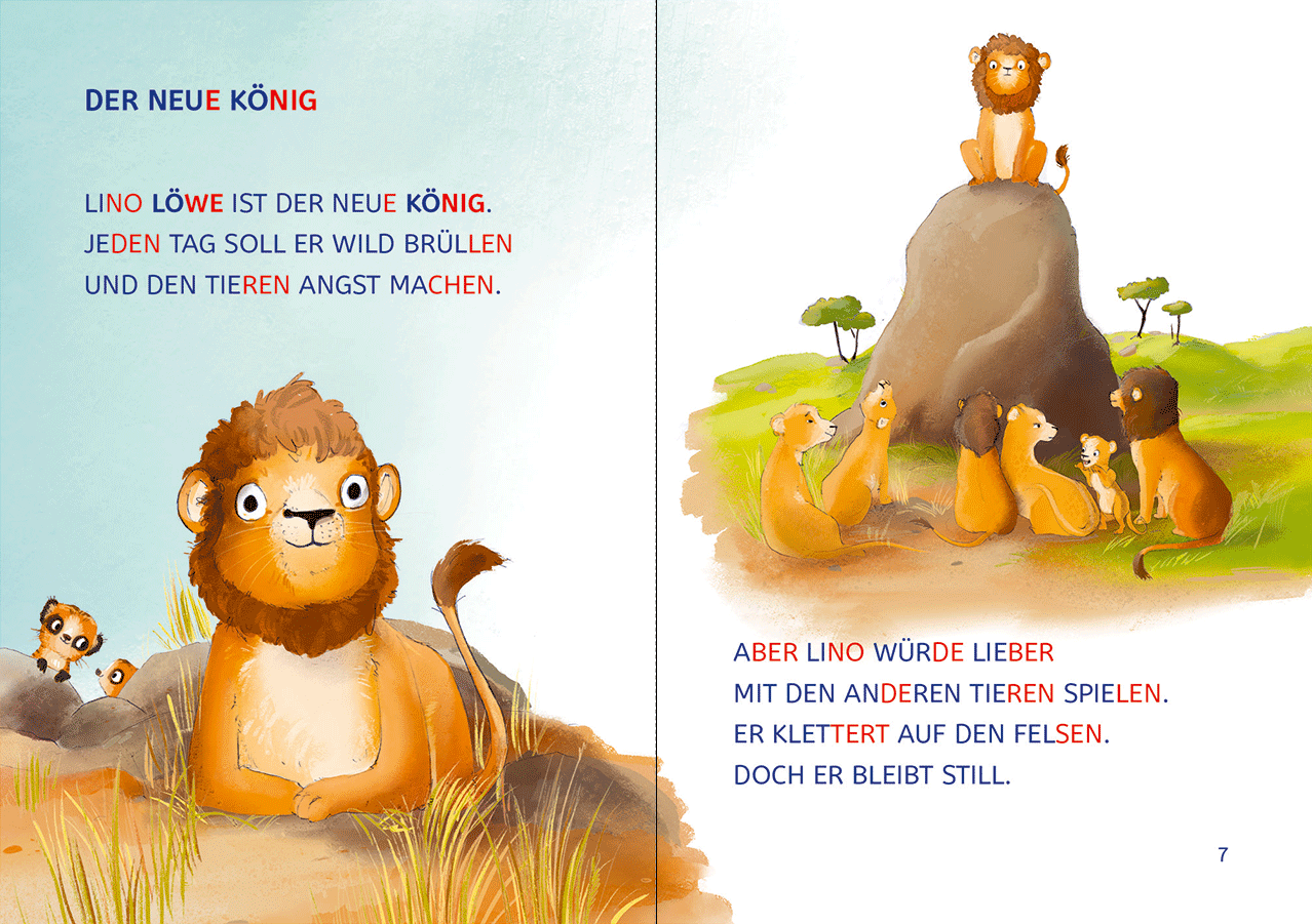 Leselöwen 1. Klasse - Ein Löwe findet Freunde (Großbuchstabenausgabe) 9783743220775_11