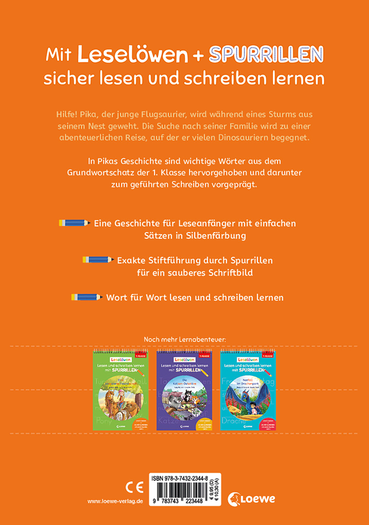 Leselöwen - Lesen und schreiben lernen mit Spurrillen - Abenteuer im Land der Dinos 9783743223448_01