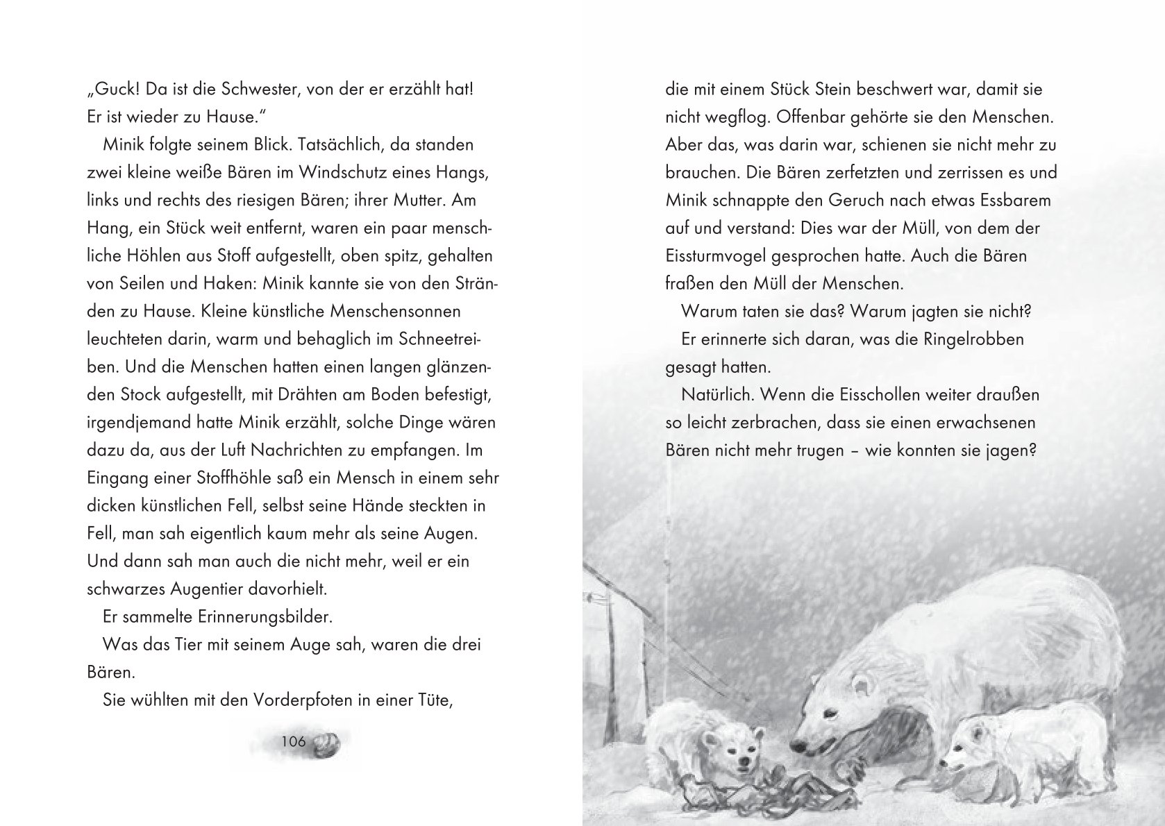 Innenseite des Buchs Minik - Der Ruf der Arktis von Antonia Michaelis