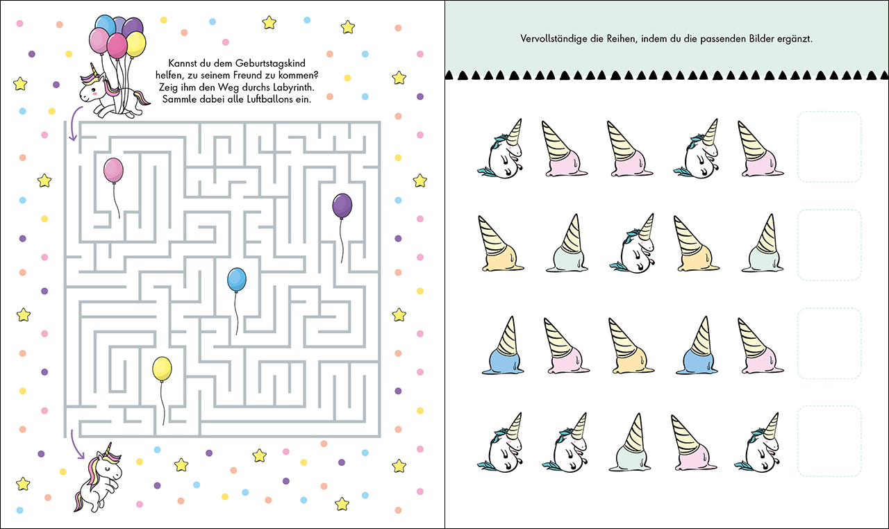 Gute-Laune-Rätsel für unterwegs - Einhörner 9783743214460_3 Gute-Laune-Rätsel für unterwegs - Einhörner 9783743214460_3